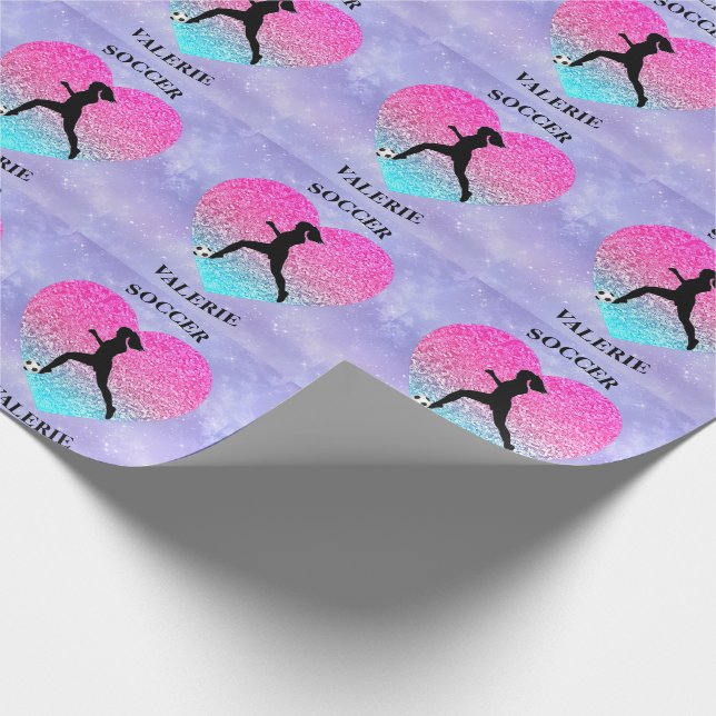 Girls Liebe Soccer Geschenkpapier (Ecke)