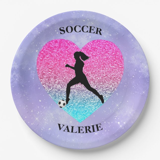 Girls Liebe Soccer Pappteller (Vorderseite)