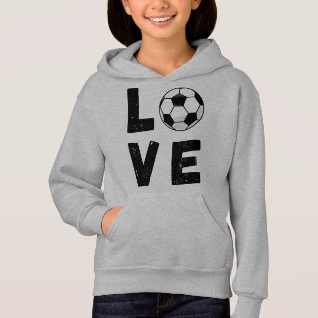 Girls Liebe Soccer Player Niedlich Sports Hoodie (Vorderseite)