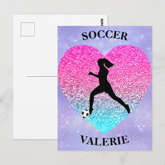 Girls Liebe Soccer Postkarte (Vorne/Hinten)
