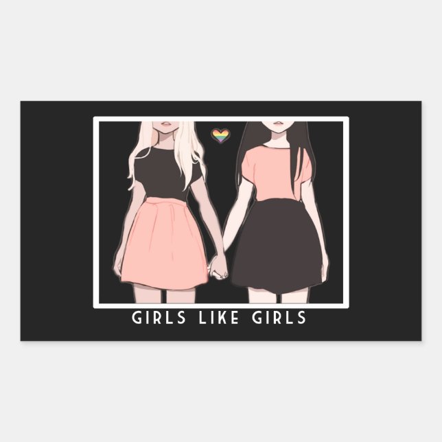 girls like girls rechteckiger aufkleber (Vorderseite)