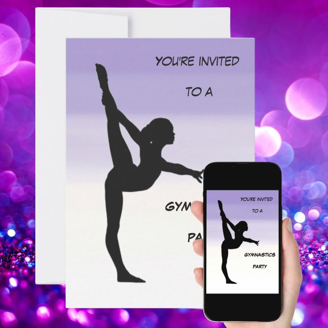 Girls Lila Ombre Gymnastics Party Einladung (Von Creator hochgeladen)