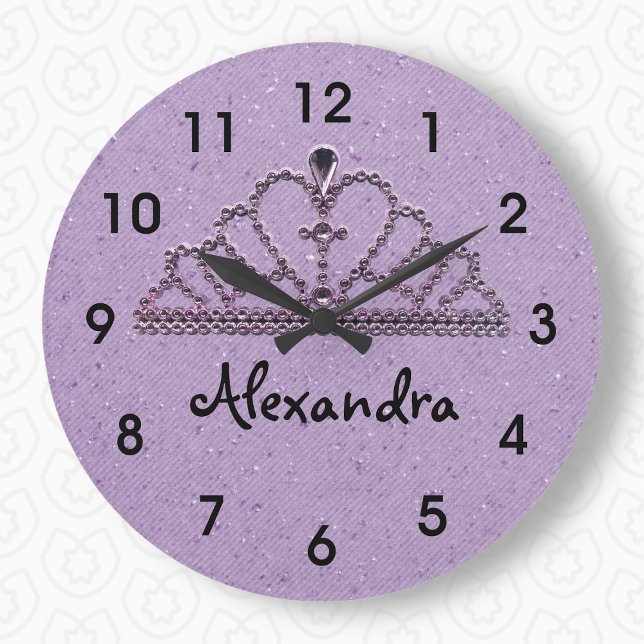 Girls Lila Tiara-Prinzessin-Wall-Uhr Große Wanduhr (Von Creator hochgeladen)