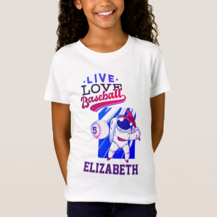 Girls Live Liebe BASEBALL ASTRONAUT AGE and NAME T-Shirt