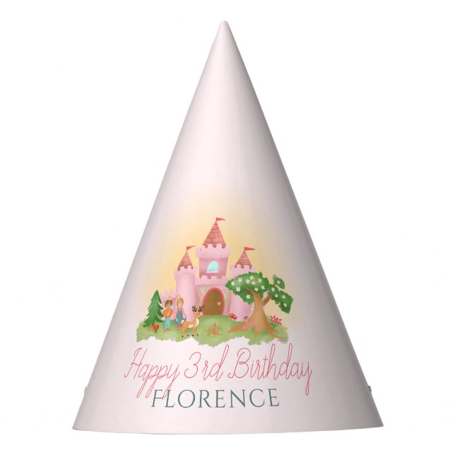 Girls Magical Pink Fairytale Princess Birthday Partyhütchen (Vorderseite)