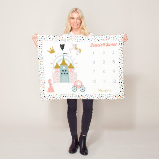 Girls Magical Princess Burg Monthly Meilenstein Fleecedecke