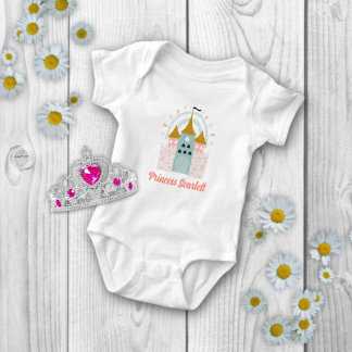 Girls Magical Princess Burg Personalisierter Name Baby Strampler