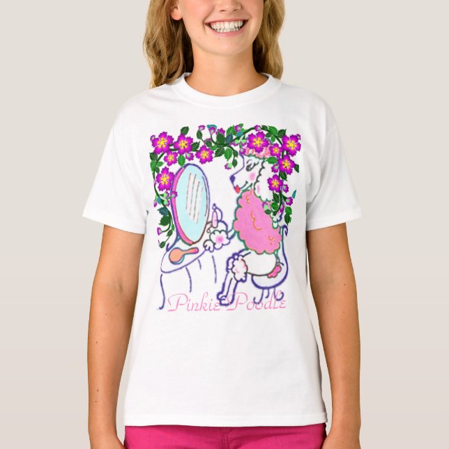 Girls' Medium Pinkie Poodle Tee Shirt (Vorderseite)
