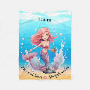 Girls Mermaid Fleece Blanket