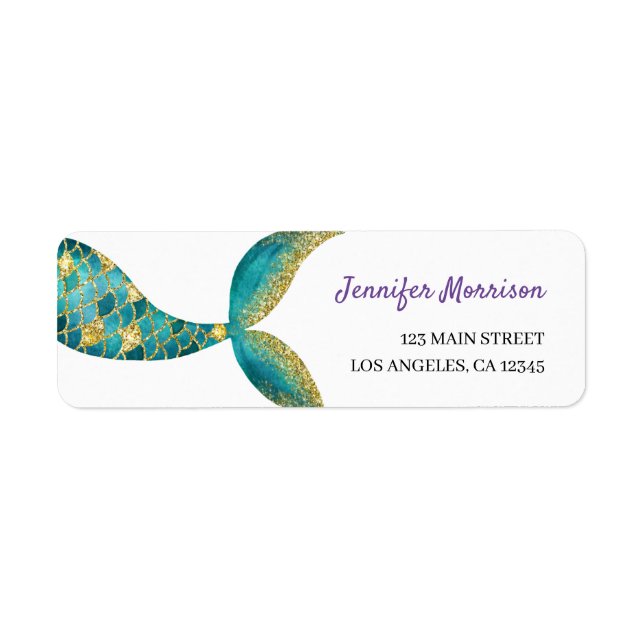 Girls Mermaid Geburtstagspartei Rücksendeadresse E (Vorne)