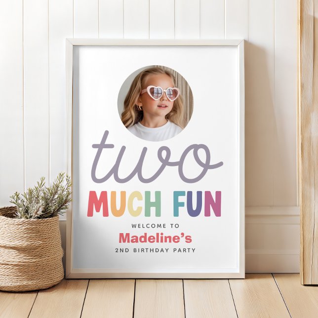 Girls Minimalist Rainbow 2nd Birthday Welcome Poster (Von Creator hochgeladen)