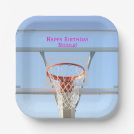 Girls Modern Birthday Party Basketball Pappteller