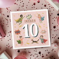 Girls Modernes Comic Pink Superhero Kindergeburtst