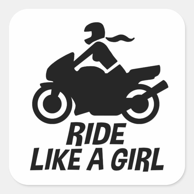 Girls-Motorrad Quadratischer Aufkleber (Vorderseite)