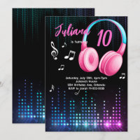 Girls Musical Glow Geburtstag Einladung