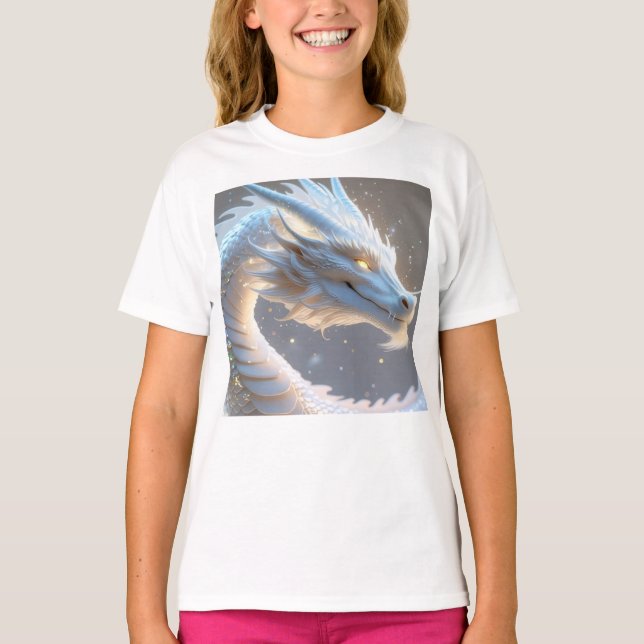 girls mystical white dragon t-shirt (Vorderseite)