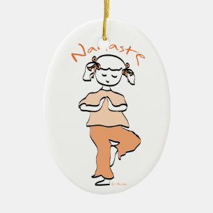 Girls Namaste Yoga Keramikornament