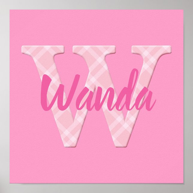 Girls Name Custom Plaid Letter W Poster (Vorne)