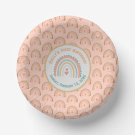 Girl's Natural Boho Rainbow Party Pappteller