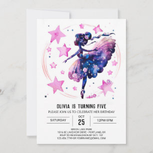 Girl's Niedlich Ballerina Geburtstag Einladung