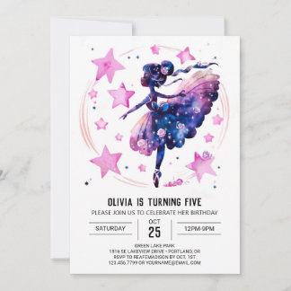 Girl's Niedlich Ballerina Geburtstag Einladung
