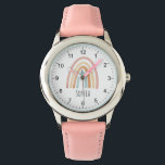 Girls Niedlich Boho Wasserfarbe Regenbogen und Nam Armbanduhr<br><div class="desc">Diese niedliche Boho Kinderuhr ist mit einem neutralen Wasserfarbenregenbogen ausgestattet und kann mit dem Mädchennamen personalisiert werden. Mit klaren,  leicht lesbaren Zahlen ist diese "erste" Uhr ideal für Kinder oder Kleinkinder,  die gerade erst mit dem Lernen beginnen. Das perfekte Rosa Regenbogendesign für Ihr Kleines!</div>