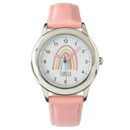 Girls Niedlich Boho Wasserfarbe Regenbogen und Nam Armbanduhr