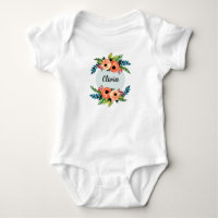 Girls Niedlich Floral Wasserfarbe Blume & Name