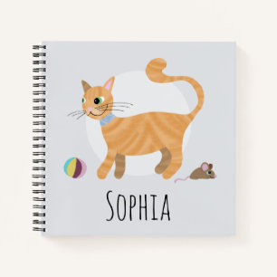Girls Niedlich Ginger Tabby Cat Cartoon Name Kinde Notizbuch