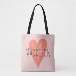 Girls Niedlich Girly Watercolor Pink Herz Tasche