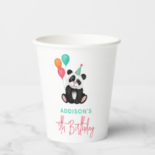 Girls Niedlich Jungle Panda Bear 5. Geburtstagspar Pappbecher