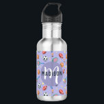 Girls Niedlich Lila Sports Monogram Kids School Edelstahlflasche<br><div class="desc">Diese niedliche Kinderflasche bietet ein lila Cartoon-Sportmuster mit Fußball,  Basketball,  Tennisschläger,  Fußball und Trophäe. Es gibt auch Platz für Sie,  um Ihren Mädchennamen und Monogramm in einem schönen Schriftart hinzuzufügen. Die perfekte Ergänzung zu Ihrer Kinderschule oder Sportartikeln.</div>