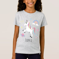 Girls Niedlich Magical Lila Unicorn & Name