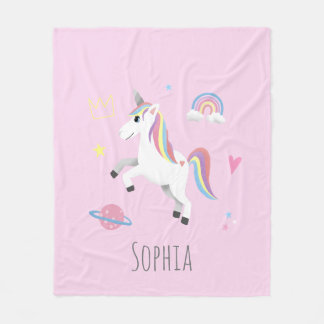 Girls Niedlich Magical Pink Unicorn Kinder Fleecedecke