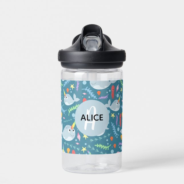 Girls Niedlich Magical Rainbow Narwhal Kids Trinkflasche (Vorne)