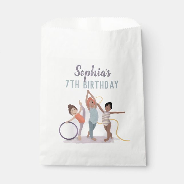 Girls Niedlich Moderne Lila Gymnastik Kindergeburt Geschenktütchen (Vorderseite)