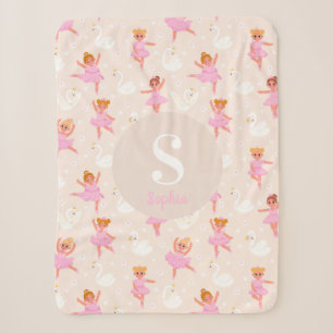 Girls Niedlich Pink Ballet Dancer Swan Baby Blanke Sherpadecke