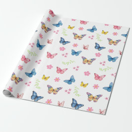 Girls Niedlich Pink Butterfly Pattern Kindergeburt Geschenkpapier