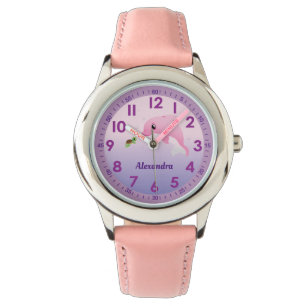 Girls Niedlich Pink Dolphin Cartoon Individuelle N Armbanduhr
