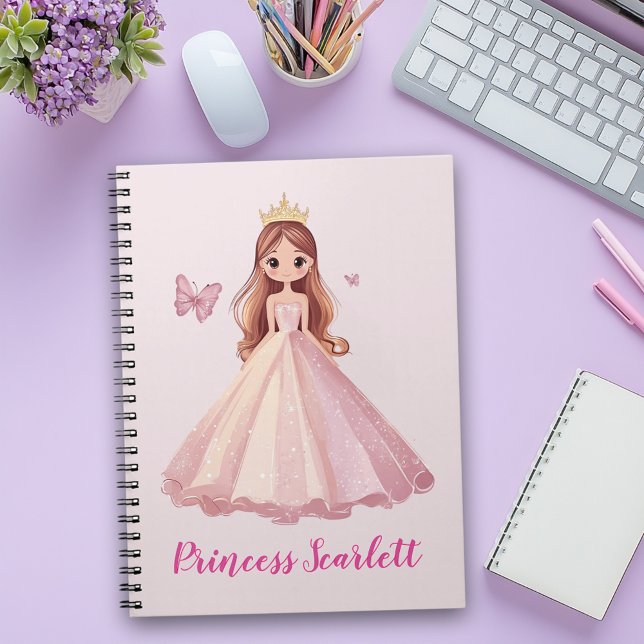 Girls Niedlich Pink Princess Personalisiert Notebo Notizblock (Von Creator hochgeladen)
