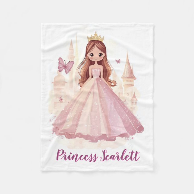 Girls Niedlich Princess Sparkle Personalisiert Pin Fleecedecke (Vorderseite)