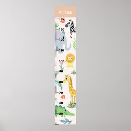 Girls Niedlich Safari Animals Growth Chart Poster