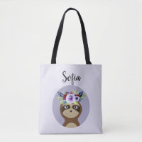 Girls Niedlich Sloth Watercolor Blume & Name
