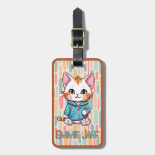 Girl's Niedlicher Cartoon Kitty Cat Name Gepäckanh Gepäckanhänger