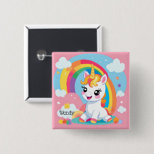 Girls Niedlicher Einhorn-Regenbogen-Individuelle N Button