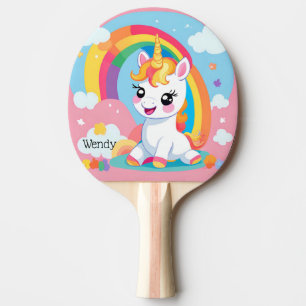 Girls Niedlicher Einhorn-Regenbogen-Individuelle N Tischtennis Schläger