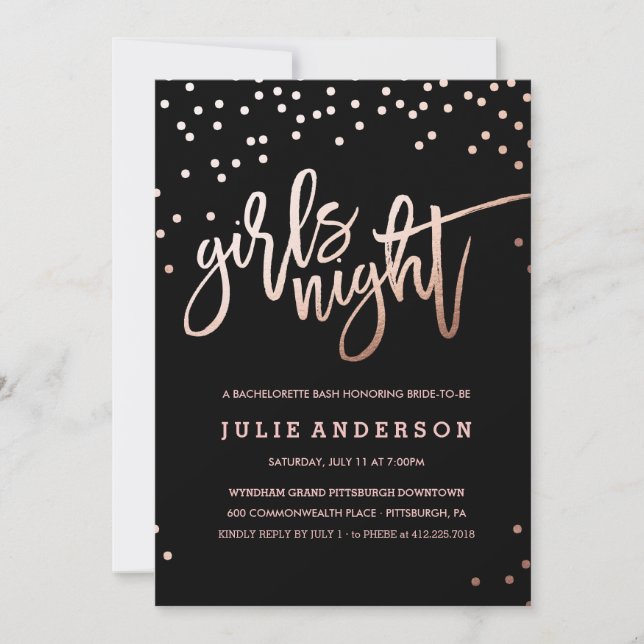GIRLS NIGHOUT // JUNGGESELINNEN-ABSCHIED Einladung (Vorderseite)