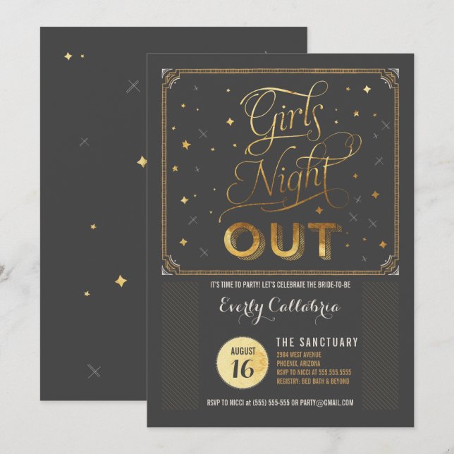 Girls Night Out Bachelor Party Einladung (Vorne/Hinten)