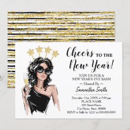 Girls Night Out Cheers zum Neujahrsfest Glitzer Einladung