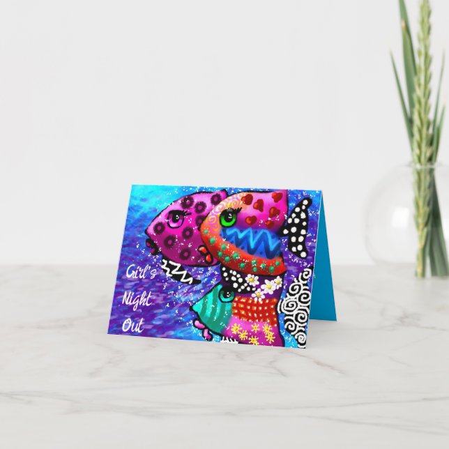 Girl's Night Out Einladung Whimsical Fish Art (Vorderseite)
